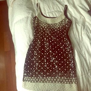 Vintage Black and white sequin and pearl dress