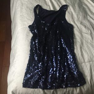 Navy blue sequin tank top