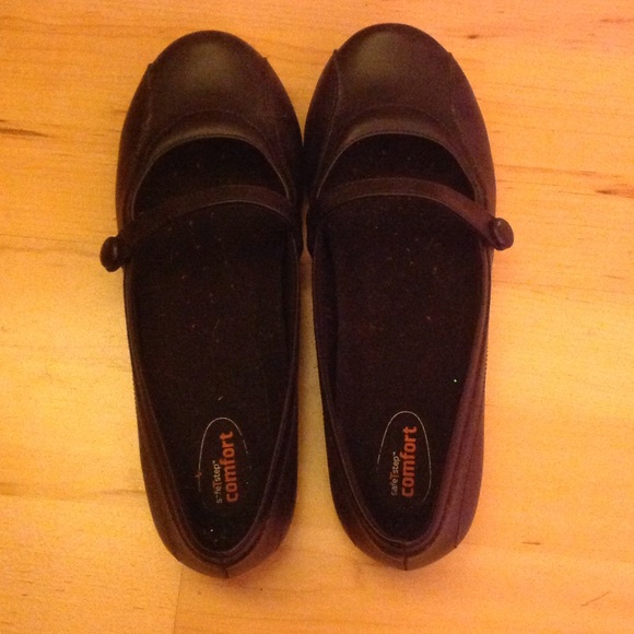 Black flats with strap