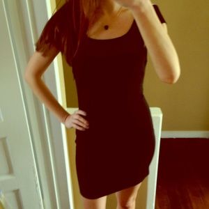 Black backless mesh mini dress