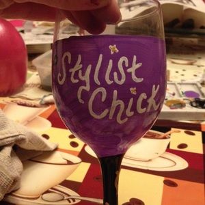 Hair stylist painted wine glass