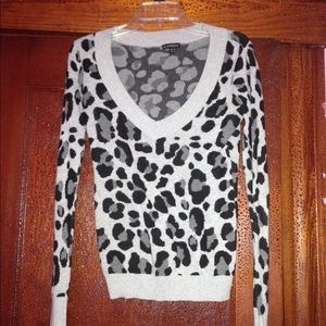 V neck leopard sweater
