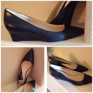 Navy Blue Dress Wedge Pumps