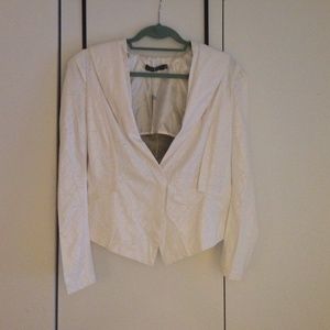White faux leather blazer