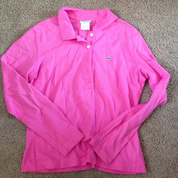 Hot pink Lacoste polo long sleeve