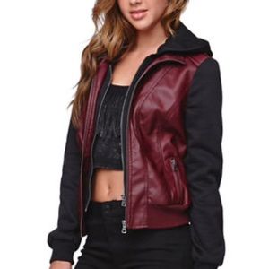 LA hearts leather vested sweatshirt