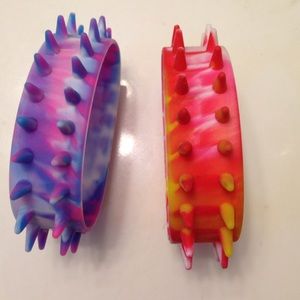 Two spikey marble colored bracelets