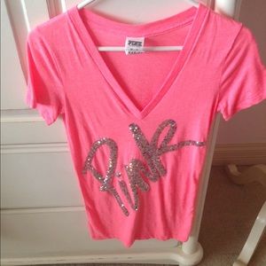 Victoria's Secret PINK pink vneck sequins