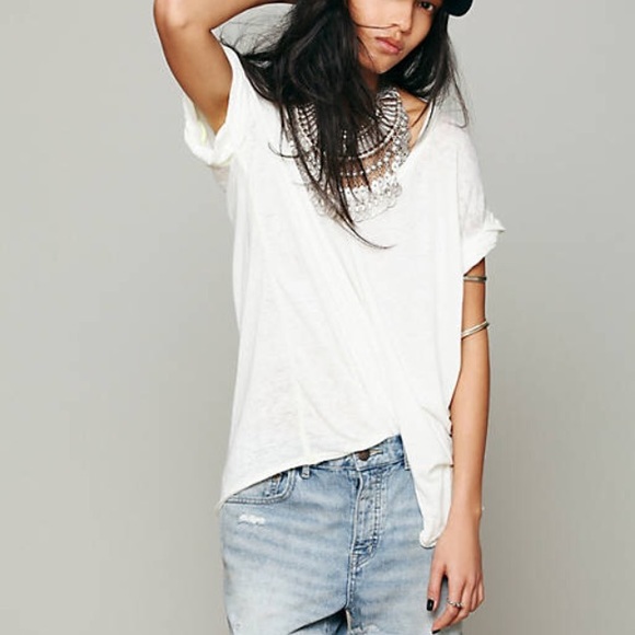 Free People ivory cotton Keep Me tee
