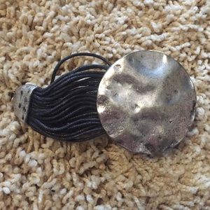 Beaten silver metal bracelet