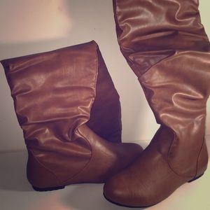 Over the knee flat cognac boots *never worn*