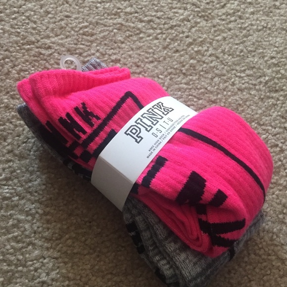 Victoria secret pink and grey socks