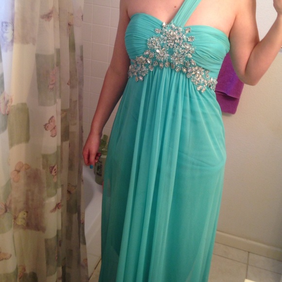 Turquoise prom dress - Picture 2 of 4
