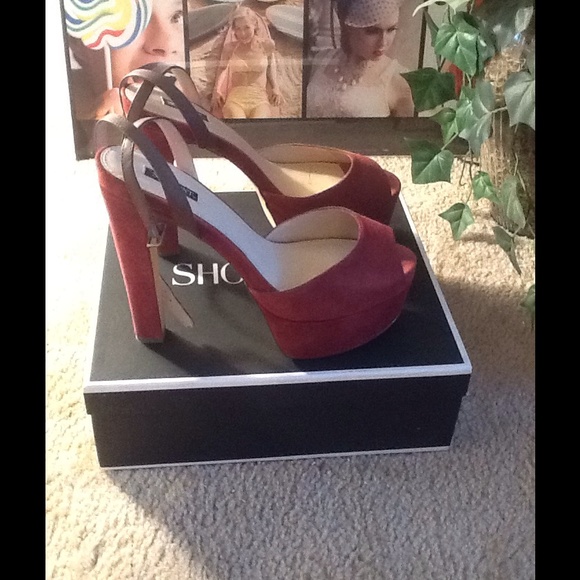 Shoemint Shoes - Burgundy Suede Platform Sandal