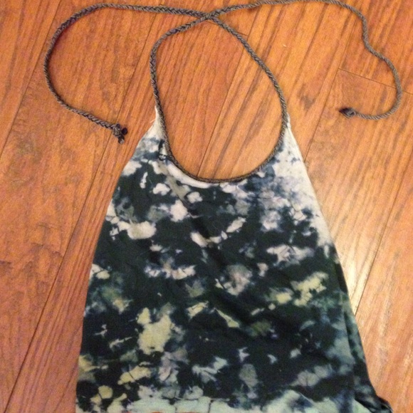 Tie dye halter top with low scooped back