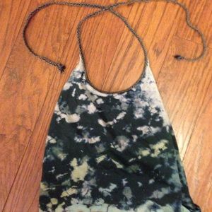Tie dye halter top with low scooped back