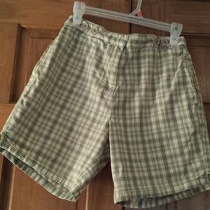 Green and white shorts