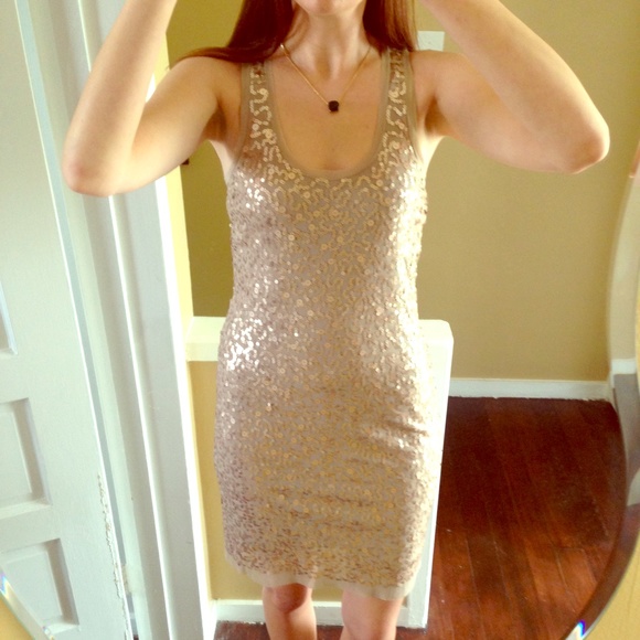 Max Studio nude colored sequin racer back dress