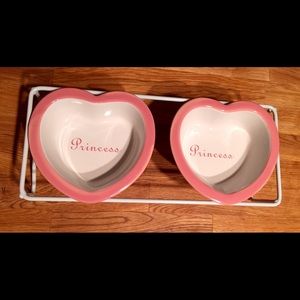 Porcelain Heart Dog Bowls