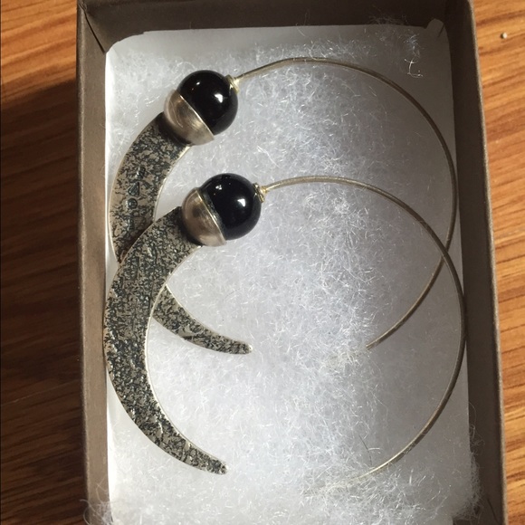 Silpada hoop earrings with black, sterling.