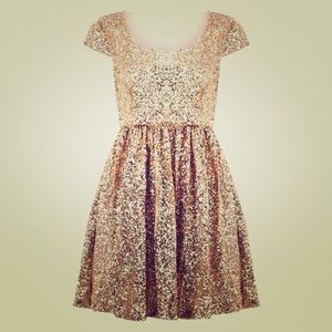 Gold sequin skater dress
