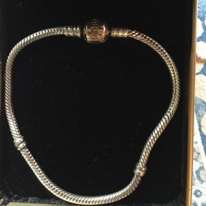 AUTHENTIC PANDORA BRACELET WITH GOLD CLASP