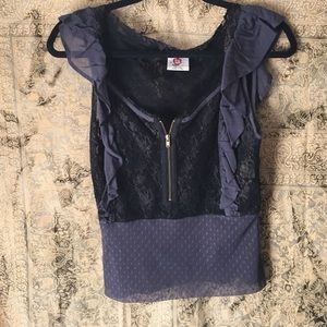 Pretty blue and black Free People top