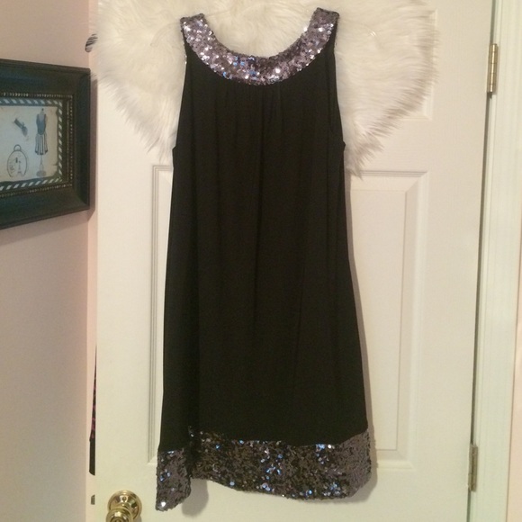 LBD black dress with silver sequins