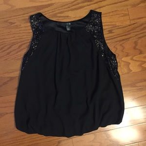 Black tank with sequin straps!