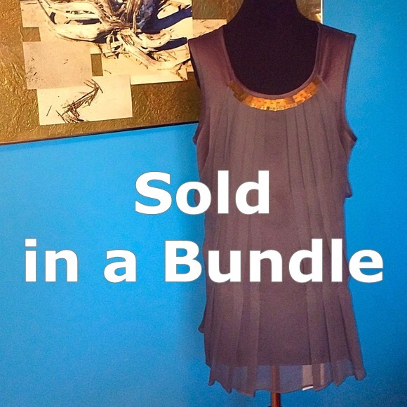 🚨SOLD🚨-Smoke Grey Blue Pleated Blouse - Picture 1 of 4