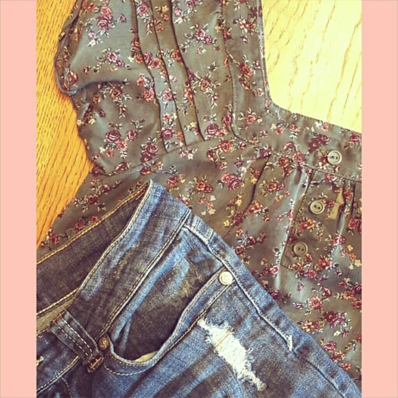 Dark Gray Floral Top