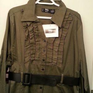 Army green shirt dress