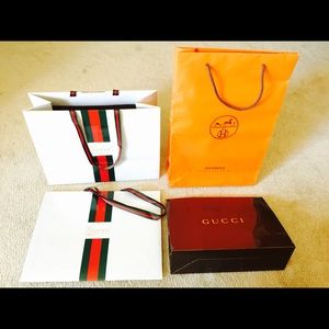 3 Gucci & 1 Hermes paper bag