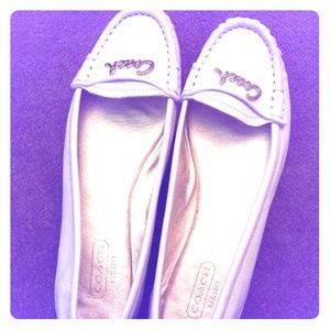 Coach flats shoes white gold size 6