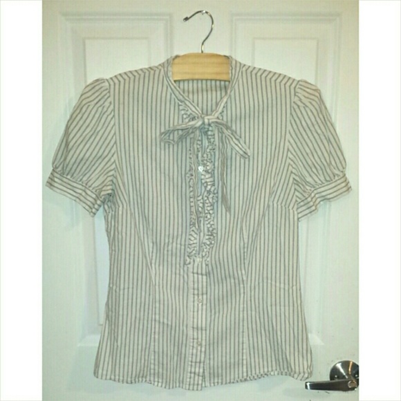 White Pinstripe Blouse - Picture 2 of 3