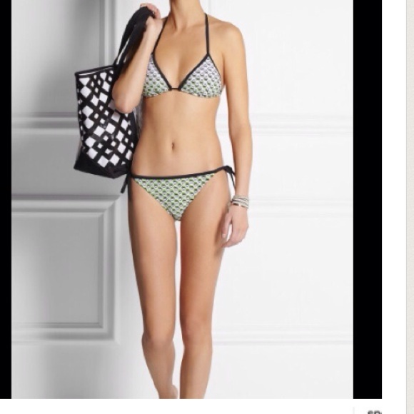 Peter Pilotto Tie Side Bikini Set Green Netting - Picture 2 of 3