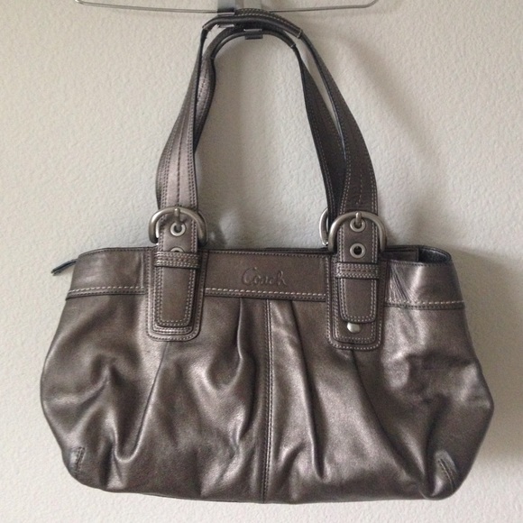 Pewter leather Coach purse
