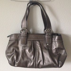 Pewter leather Coach purse
