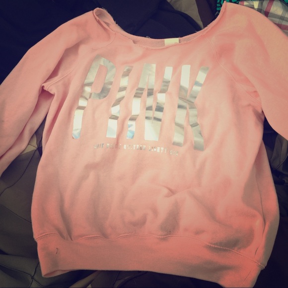 PINK light over shoulder sweatshirt