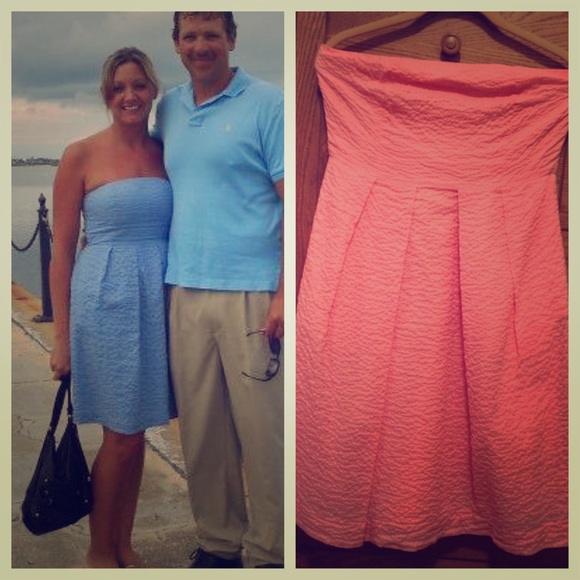 💕SOLD💕J Crew Strapless Seersucker Dress. Sz 6/8 - Picture 1 of 3