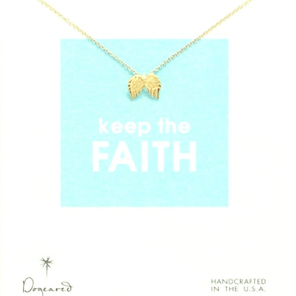 Dogeared "Keep the Faith" Gold Wing Necklace