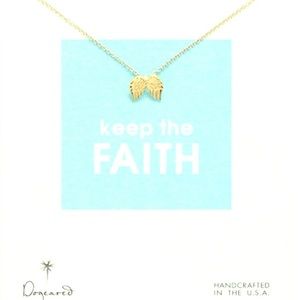 Dogeared "Keep the Faith" Gold Wing Necklace