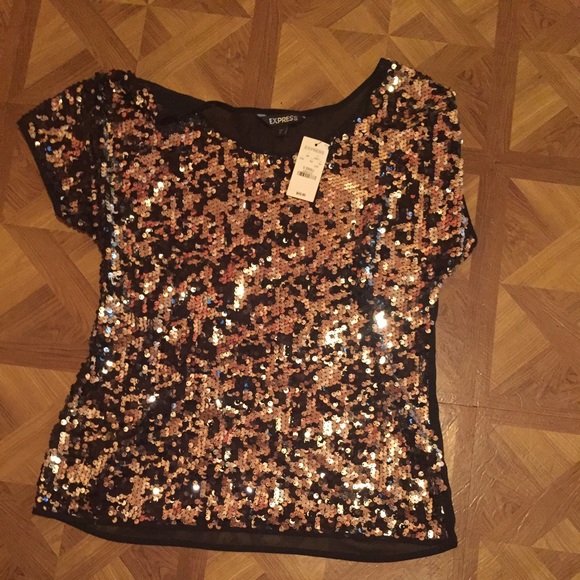 White and black sequin sheer shirt (Never Worn)