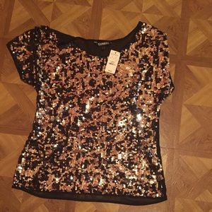 White and black sequin sheer shirt (Never Worn)