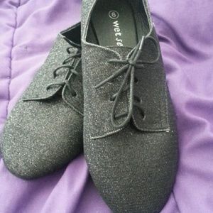 Sparkly black oxfords