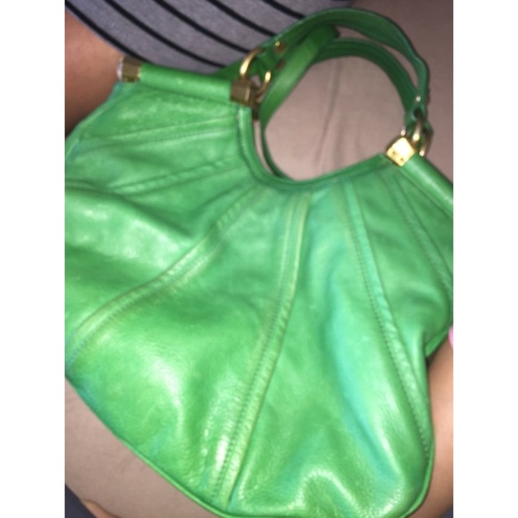 Green leather purse