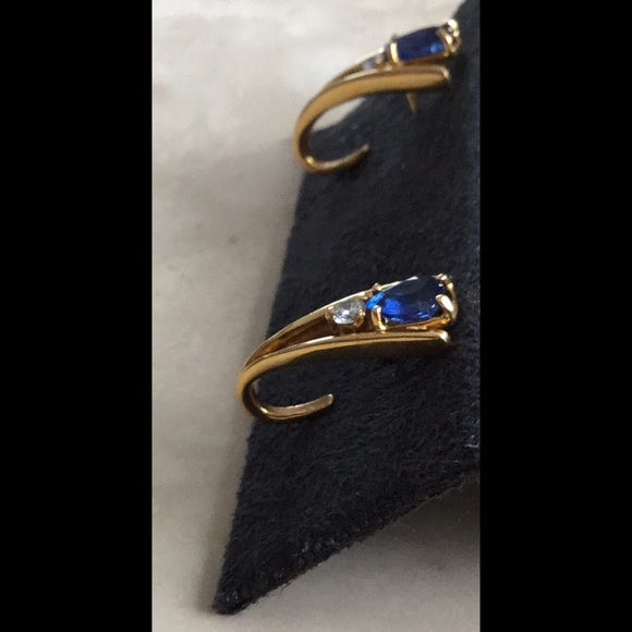 Sapphire and Diamond 14 Karat Earrings - Picture 2 of 3