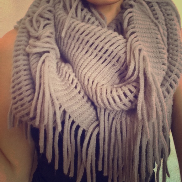 Fringe Gray Infinity Scarf