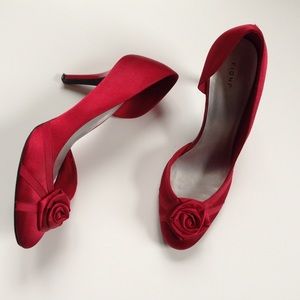 Red Satin Heels