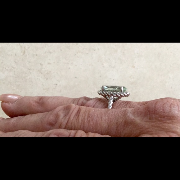 Green Amethyst and Sterling Silver Cable  Ring - Picture 2 of 2